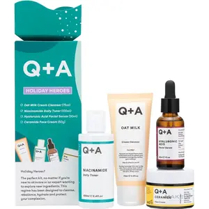 Набір для комплексного догляду Q+A Holiday Heroes Gift Set (Очищувальний засіб 75 мл + Тонер 100 мл + Сироватка 30 мл + Крем 50 г) Зображення