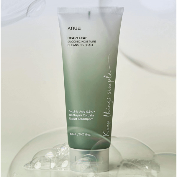 Гель-пінка для вмивання з бурштиновою кислотою Anua Heartleaf Succinic Moisture Cleansing Foam 150 мл Зображення