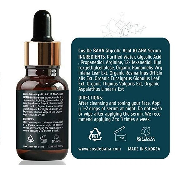 Сироватка  з гліколевою кислотою для проблемної шкіри Cos De Baha Glycolic Acid 10 AHA Serum 30 мл Зображення