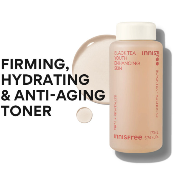 Омолоджувальний тонер-есенція з екстрактом чорного чаю Innisfree Black Tea Youth Enhancing Skin 170 мл Зображення